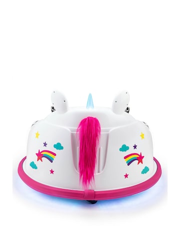 Xootz Kids Electric Unicorn Bumper Car Ride-On - White