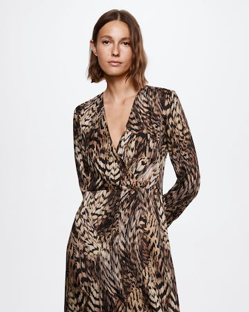 Mango Pluma Animal Print Fluid Dress