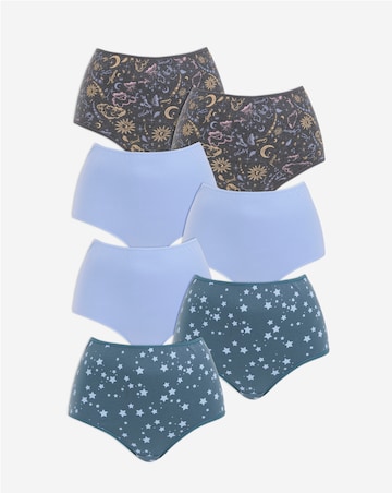 Pretty Secrets (7 Pack) Cotton Full Fit Brief Knickers Star Print