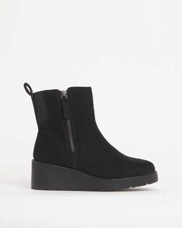 Rene Zip Detail Wedge Ankle Boots - Extra Wide Fit (EEE)