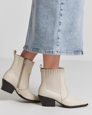 Katya Leather Pointed Chelsea Western Ankle Boots Wide E Fit