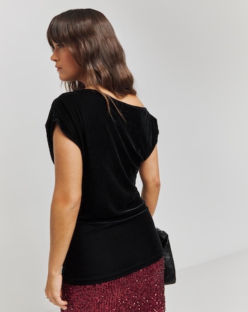 Black Velour Off The Shoulder Top