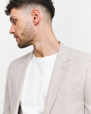 Linen Blend Pinstripe Suit Blazer