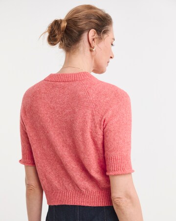 Pink Fine Knit Short Sleeve Cardigan