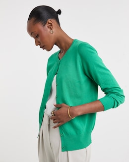 Green Crew Neck Cardigan