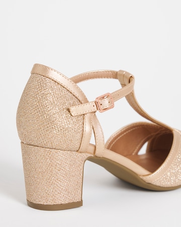 Dolores Low Block Heel T Bar Shoes - Standard Fit (D)