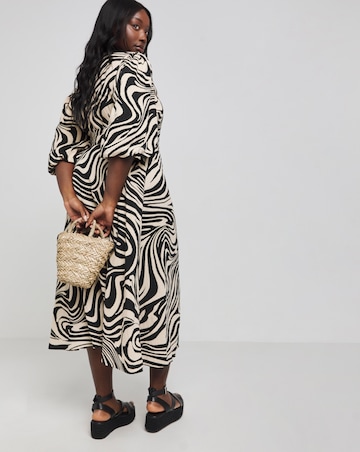 Nobody's Child Black Swirl Print Regan Wrap Midi Dress