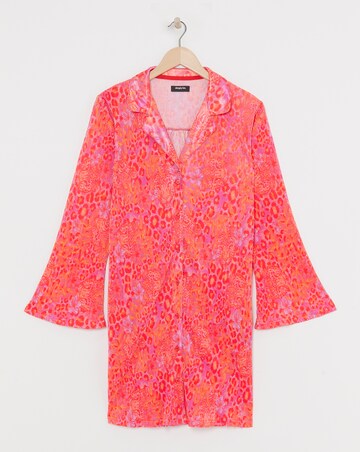 Button Through Plisse Night Shirt