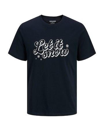 Jack & Jones Xmas TEXT T-Shirt - Sky Captain