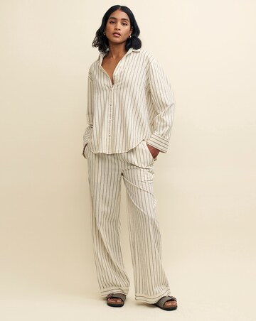 Nobody's Child Cream Pinstripe Wide Leg Trousers
