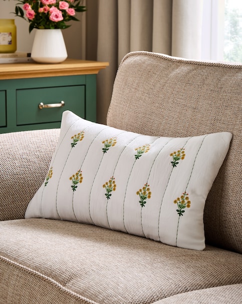 Fern. Quilted Floral Boudoir Cushion