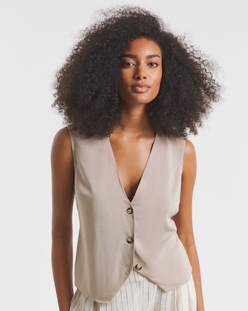 Simply Be Taupe Viscose V Neck Waistcoat