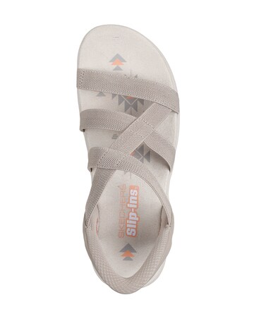 Skechers Taupe Reggae Stretch Flex Sandals - Wide Fit (E)