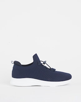 Cushion Walk Navy Arch Support Toggle Trainers -Wide Fit (E)