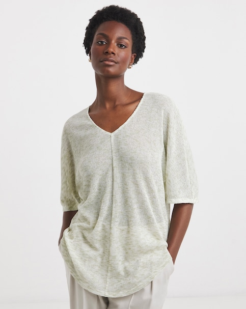 Space Dye Textured Curved Hem