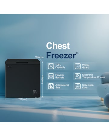 Fridgemaster MCF200EB 198L Freestanding Chest Freezer - Black - E Rated