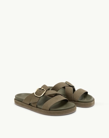 Nobodys Child Green Leather Chunky Suede Sliders - Standard Fit (D)