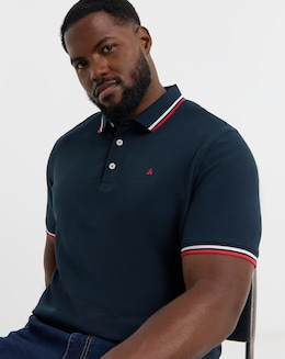 Jack &amp; Jones Premium Paulos Tipped Polo - Navy/Red
