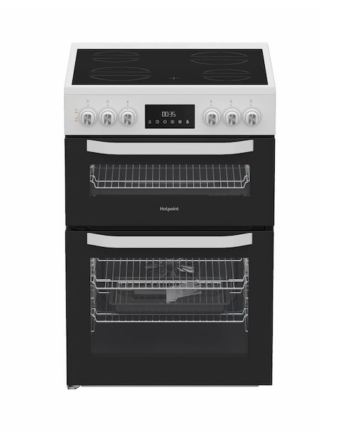 Hotpoint HTE6VDCW 60cm Electric Twin Cooker with Multiflow - White