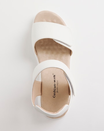 Cushion Walk White Touch and Close Sandal- Wide Fit (E)