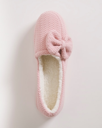 Suki Soft Warm Lined Bow Slippers - Extra Wide Fit (EEE)