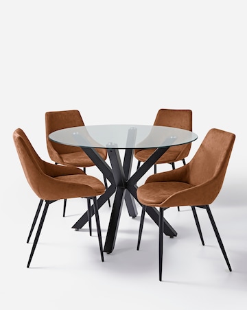 Bodie Black Dining Table with 4 Etta Faux Leather Chairs