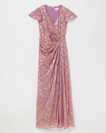 Maya Curve Foiled Print Rosetta Maxi Dress