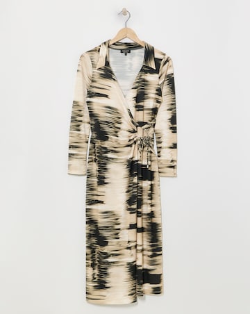 Blurred Stripe Wrap Shirt Dress