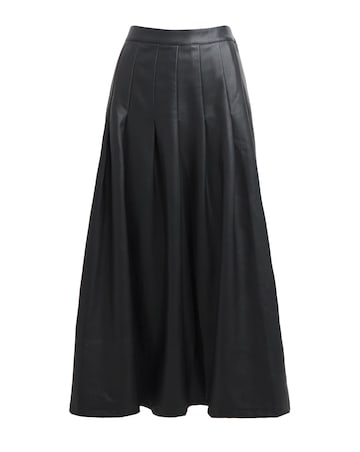 Black PU Pleated Midaxi Skirt