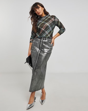 Black Check Print Dry Handle Mesh Top