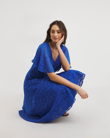 Joanna Hope Cobalt Animal Burnout Midi Dress