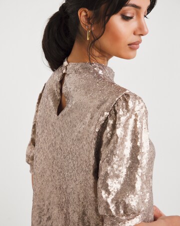 Champagne Short Sleeve Sequin Top