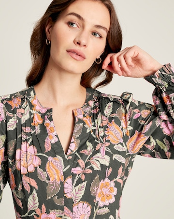 Joules Heather Floral Cotton Dress With Pleat Deataling