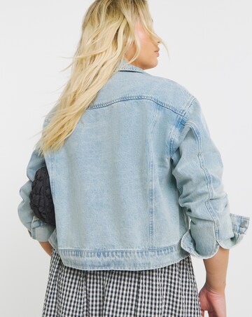 Simply Be Light Wash Denim Biker Jacket