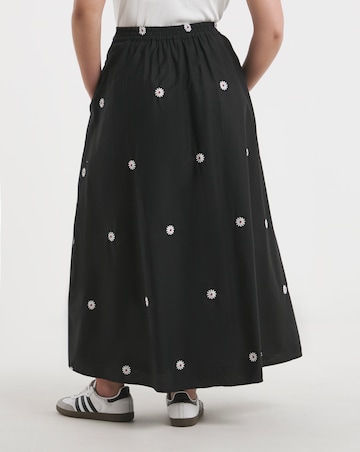 Simply Be Black Embroidered Midaxi Skirt
