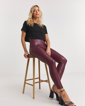 Seam Detail High Waist Stretch PU Leggings