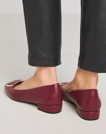 Heavenly Soles Ellen Low Block Heel Ballerina With Trim Wide E Fit