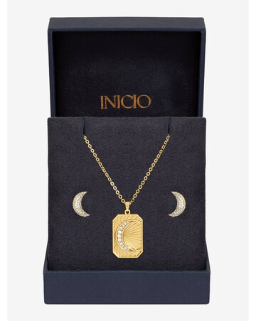 Inicio Gold Plated and Pave Moon Set - Gift Box