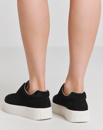Monique Leather Lace Free Slip on Chunky Trainers - Wide Fit (E)