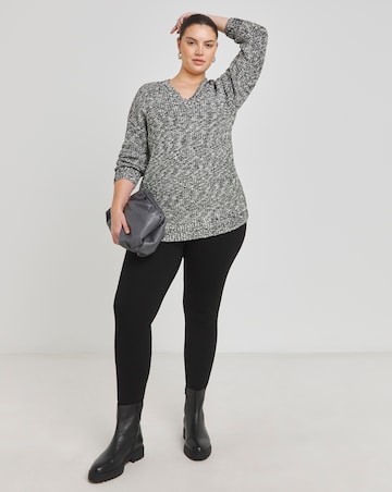 Simply Be Mono Boucle V Neck Longline Jumper