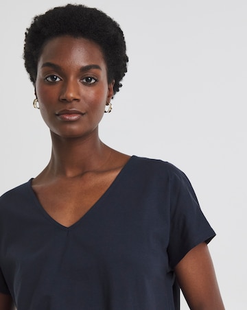 Pure Cotton V Neck Peplum Side Panel Top
