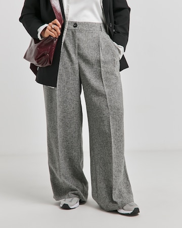 Grey Textured Wide Leg Trousers