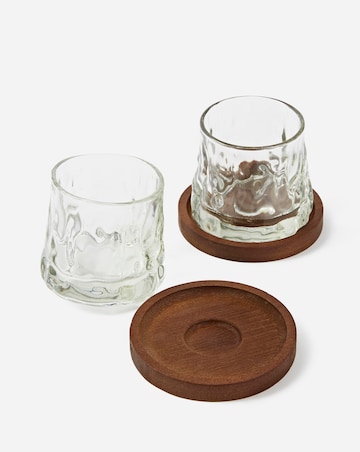 Rotating Whisky Glasses with Coaster - Set of 2