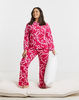 Simply Be Value Long Sleeve Pyjama Set Bow Print