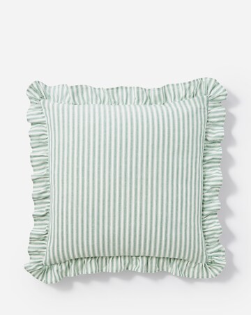 Sylvia Ruffled Stripe Cushion - Green
