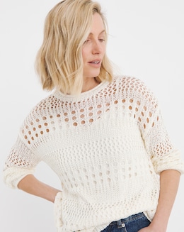Ivory Crochet Long Sleeve Jumper