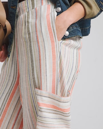 Native Youth Multi Stripe Wide Leg Linen Mix Trousers
