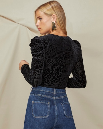 Ro&Zo Animal Burnout Vee Neck Top