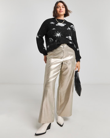 Simply Be X Twisted Wunder Black Tinsel Printed Jumper