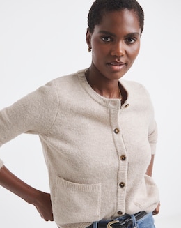 Cosy Yarn Oatmeal Crew Neck Cardigan